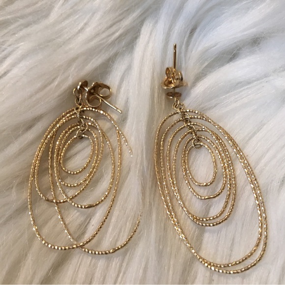 Vintage Real 14K Yellow Italian Gold Circle Dangle Earrings ( 5.2 Grams) - Picture 4 of 12